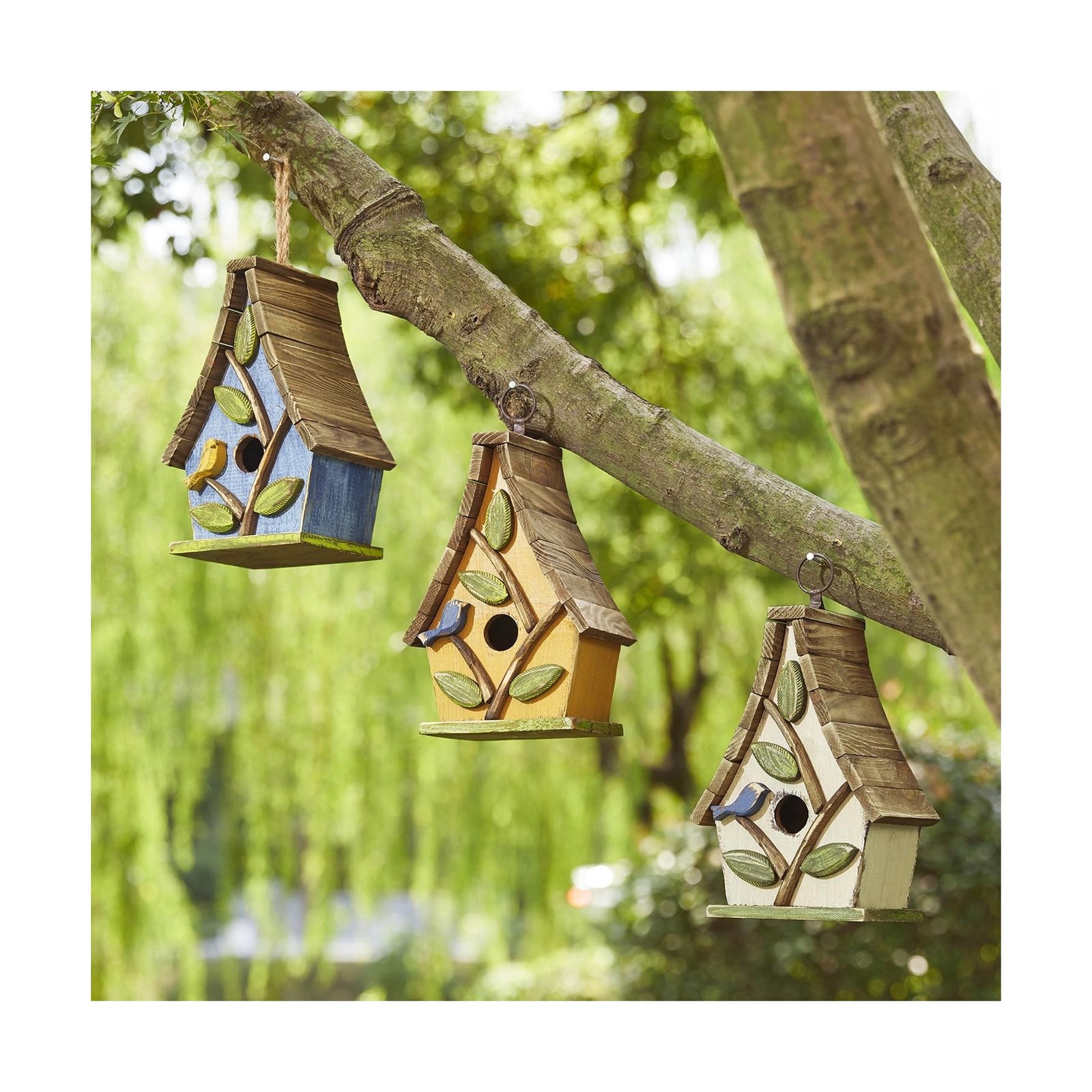 Glitzhome Bird Houses for Outside, Bluebird Houses for Outdoors… FAST USA SHIP