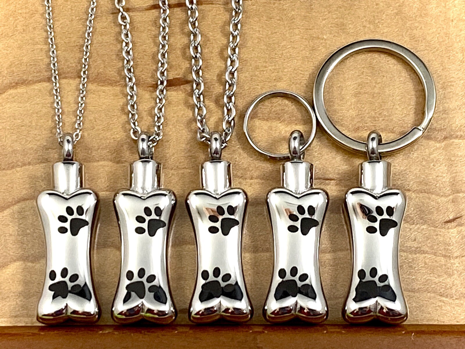 Dog Cremation Pendant Urn Keychain 1″ Key Ring for Ashes Pet Bone Silver Gift