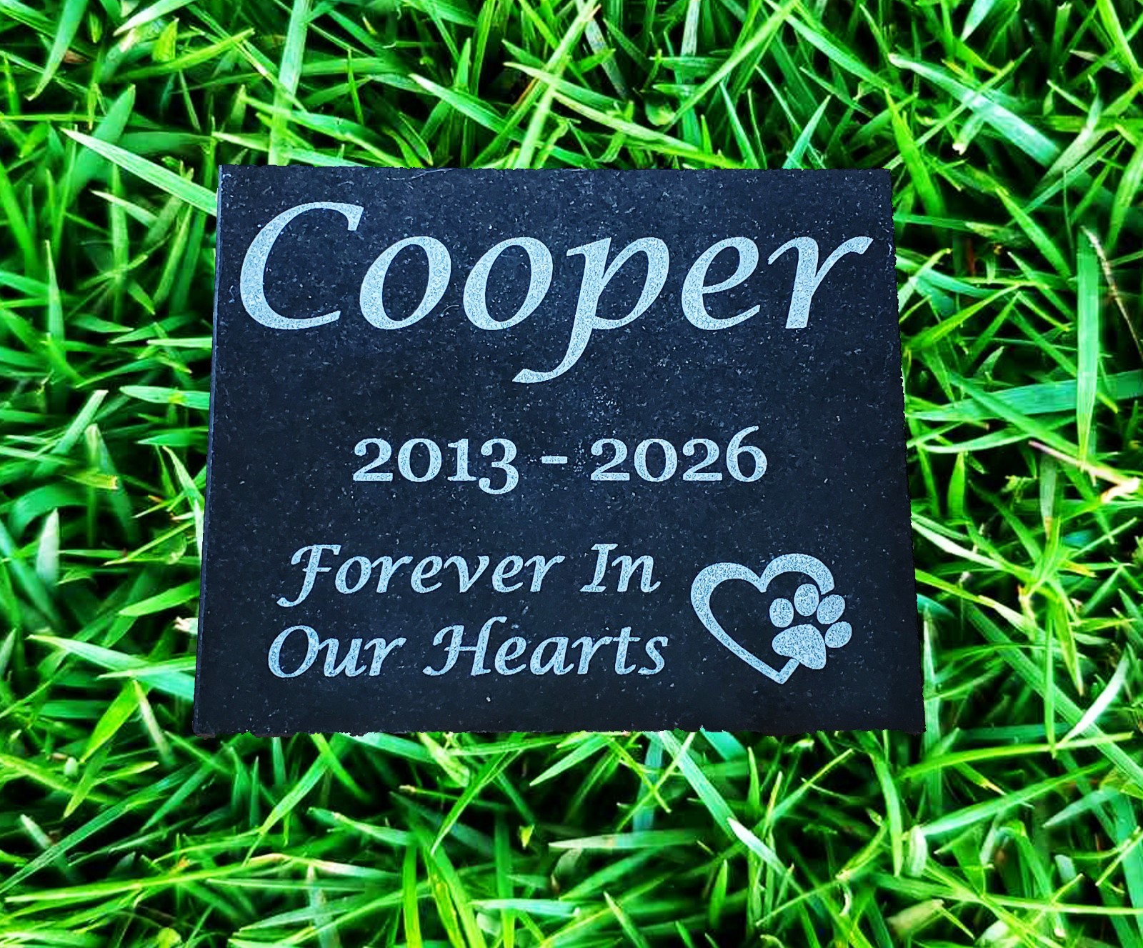 Personalized Granite Pet Memorial Headstone, Engraved Garden Marker (5″ x 6″) A3