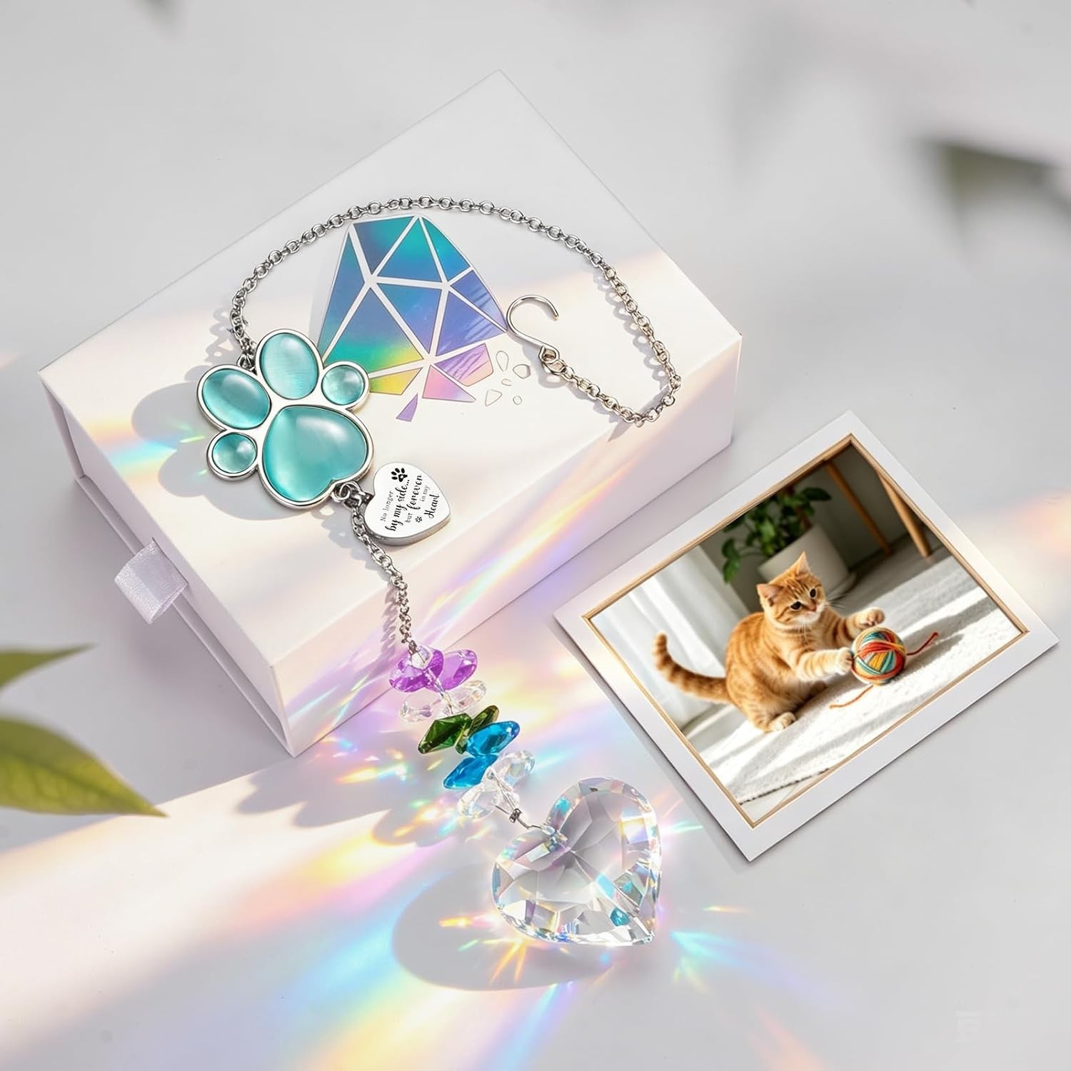 Mini Urn Keepsake for Pets – Heart Crystal Suncatcher Memorial Decoration