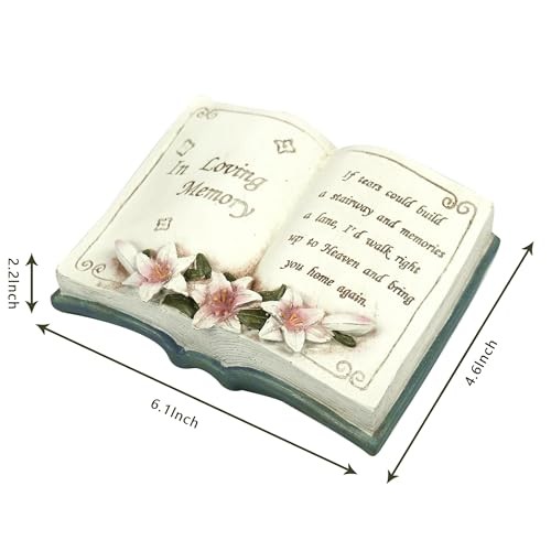 Resin Memorial Book, Book-Shaped Garden Stone, Outdoor Decor, in Loving Memory
