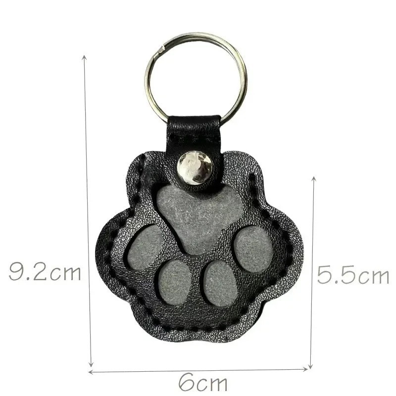 Pets Hair Memorial Keepsake Keychain PU Leather Dog Cat Storage Pouch Bag Charm