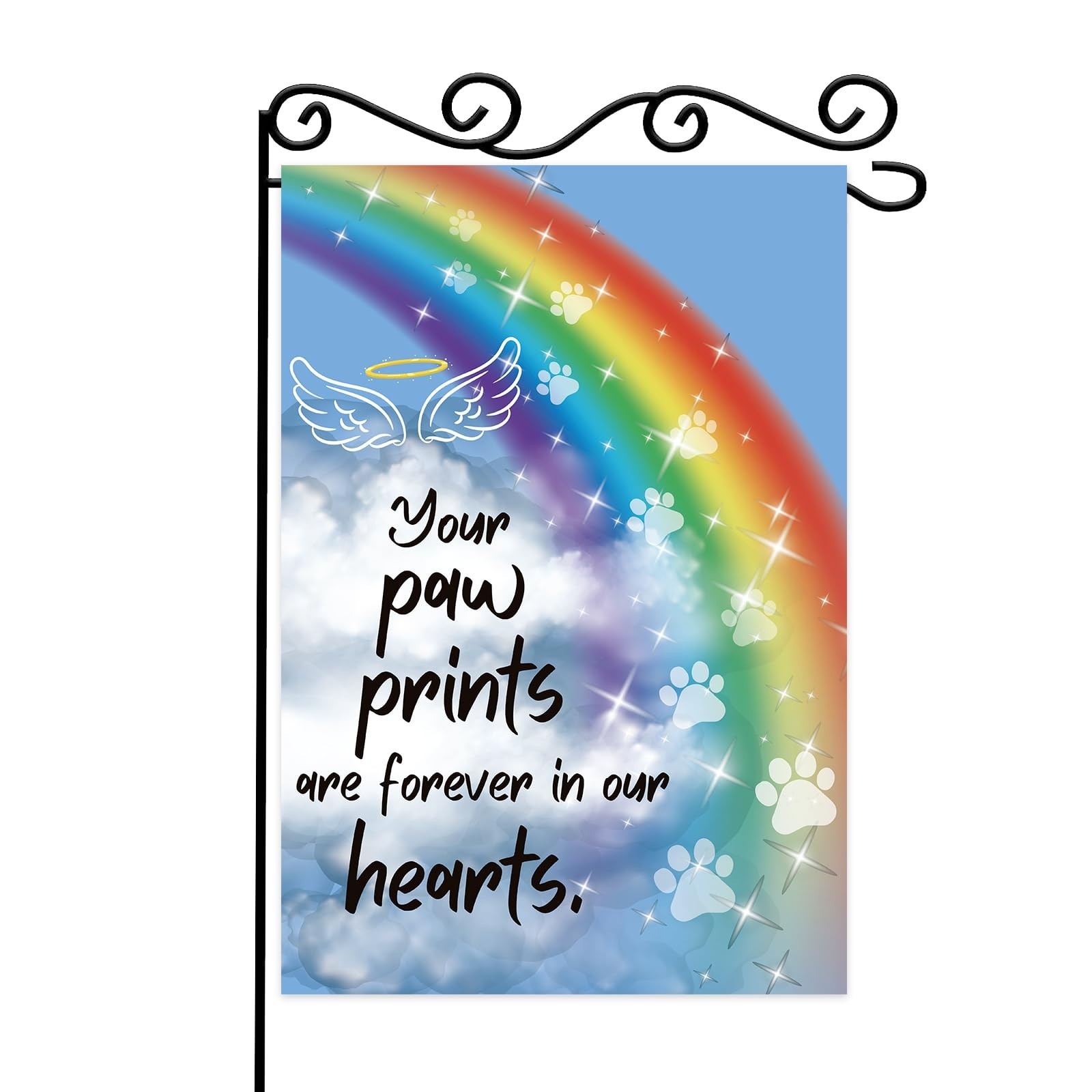 Pet Memorial Garden Flag,your paw prints are forever in our hearts Garden Fla…