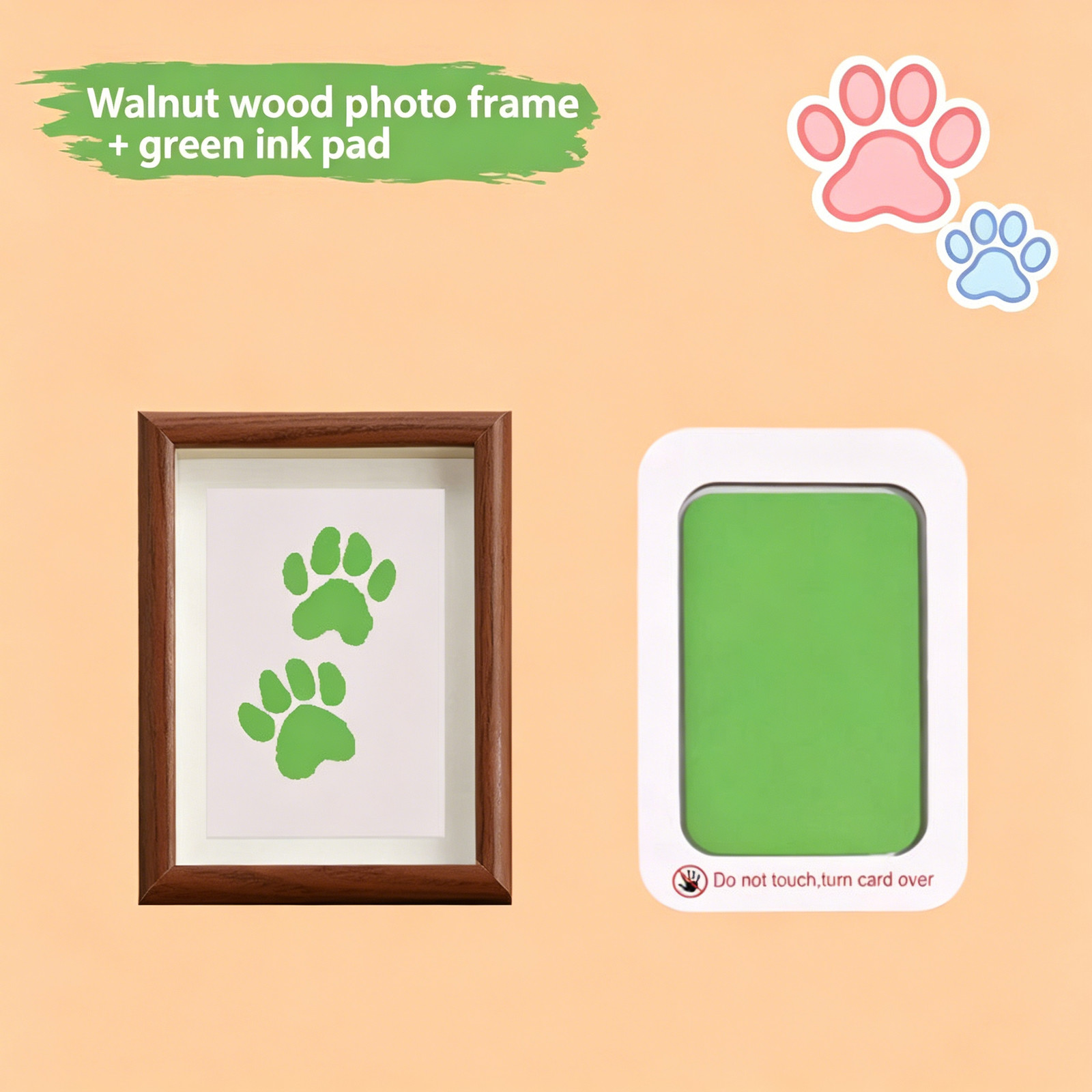 Pet Paw Print Memorial No-Wash Ink Pad Photo Frame Desktop Ornament Dog Cat Paw