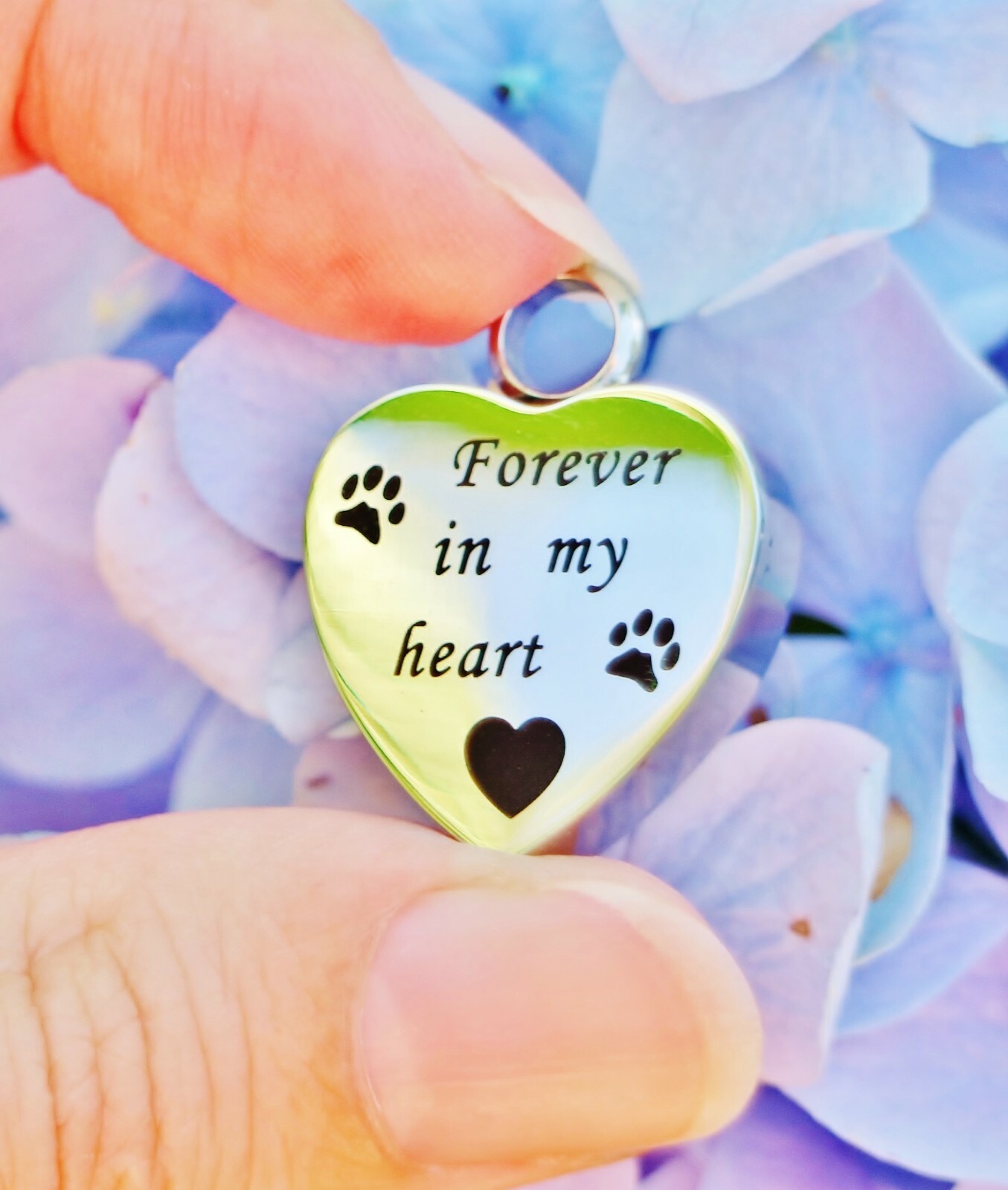 Pet Cremation Pendant Urn Keychain 1″ Key Ring Dog Cat Ashes Forever in My Heart