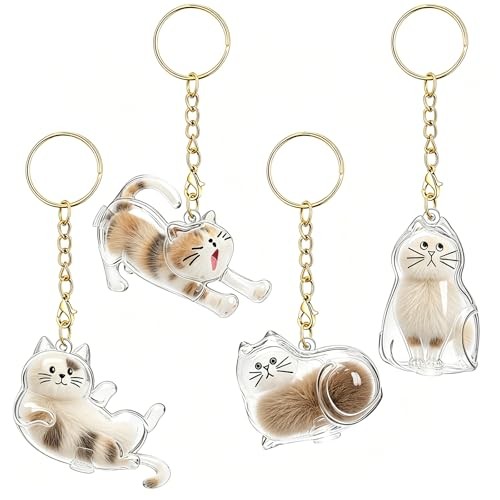 8 Pieces Pet Hair Keychain Cat Hair Keepsake Bottles Memorial Keychain White B