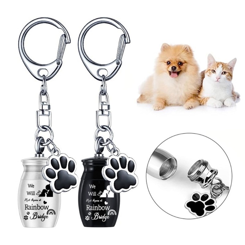Pet Memorial Urn Pendant Cats Ashes Collection Metal Dog Cremation Urn Keychains