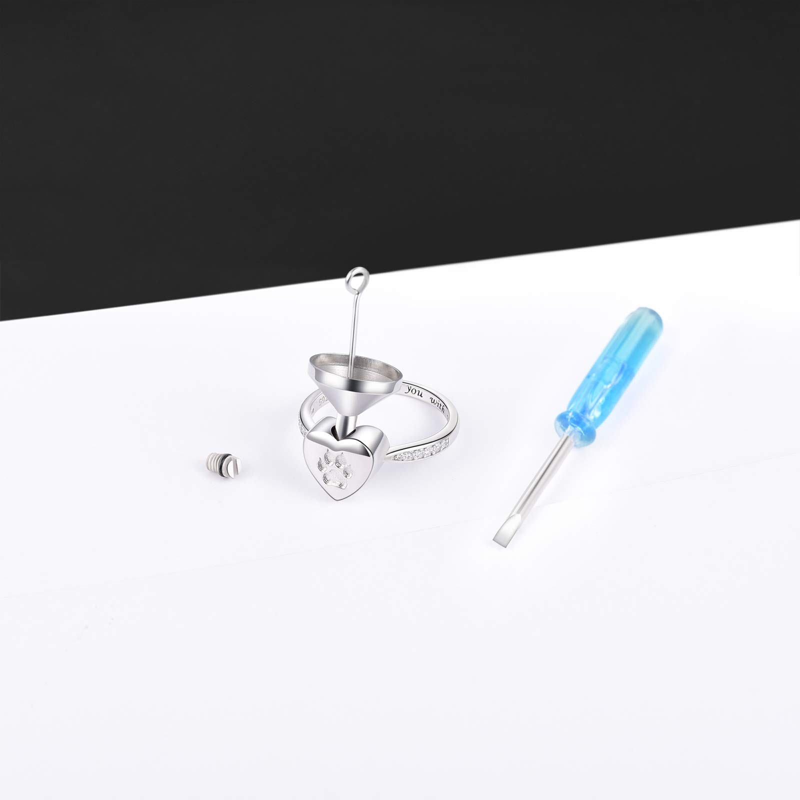 Fookduoduo 925 Sterling Silver Paw Print Urn For Ashes I Carry You Me Cremation