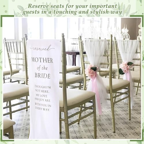 Wedding Memorial Reserved Chair Sign Banner in Loving white Mother of the Bride