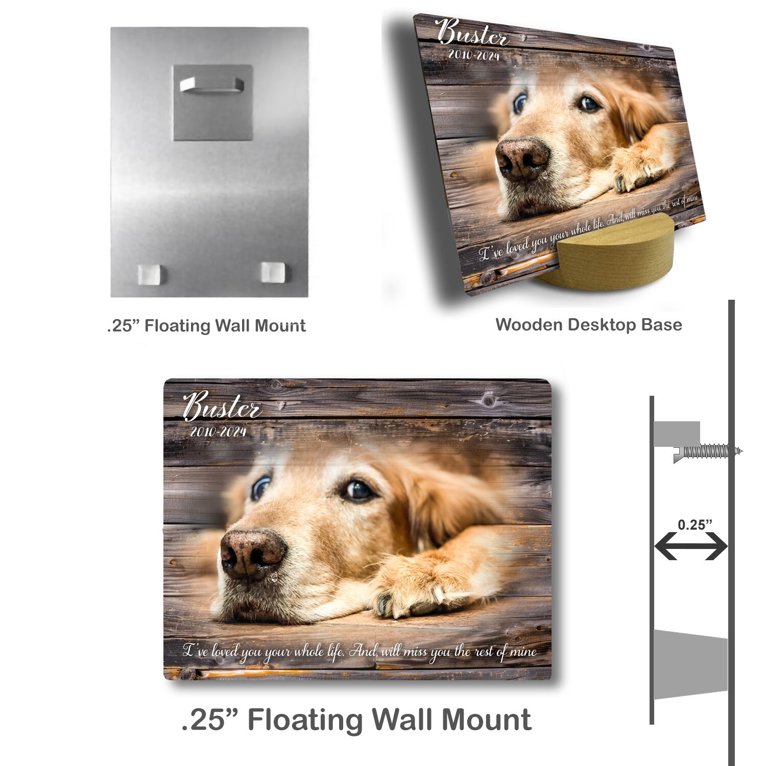 Personalized Pet Memorial Gift with Photo of your Dog Custom Metal Print