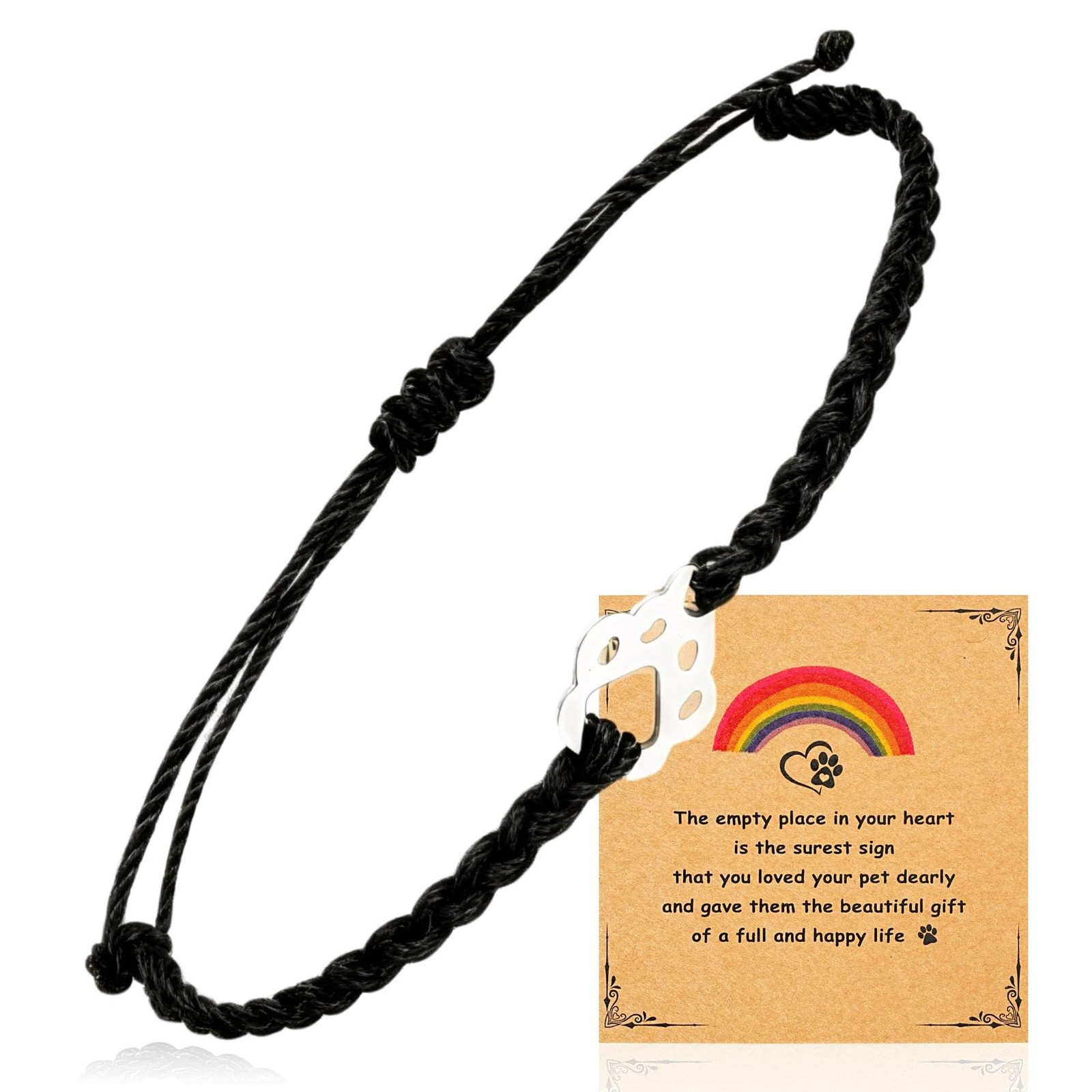 Pet Memorial Gifts for Loss of Dog, Paw Print Rainbow Sympathy Bridge Card Br…