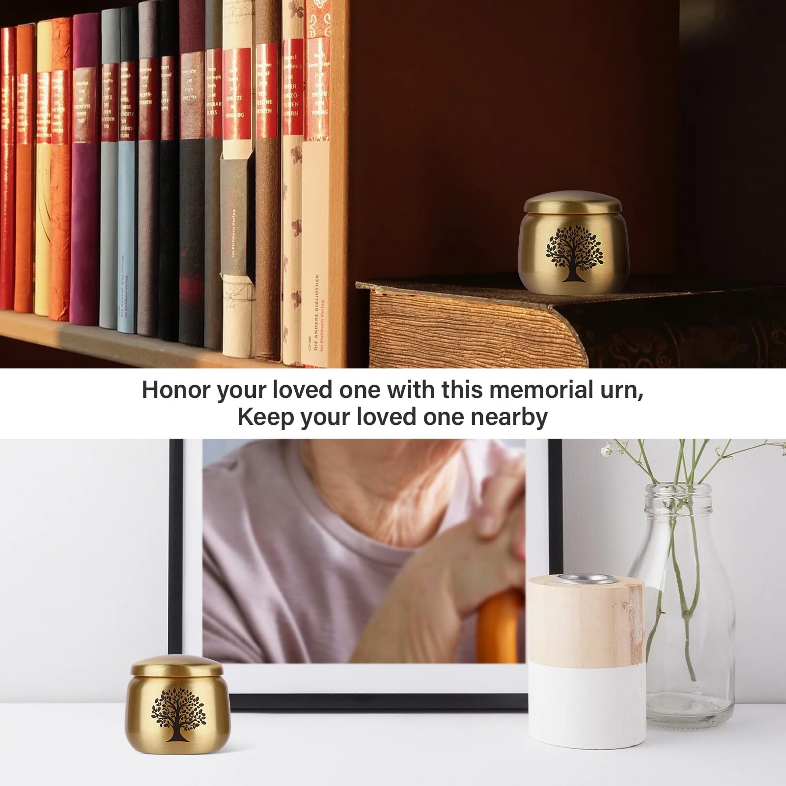 Small Urns for Human Ashes Keepsake Set of 1,Mini 1.6”x1.5”,1pc, Yellow