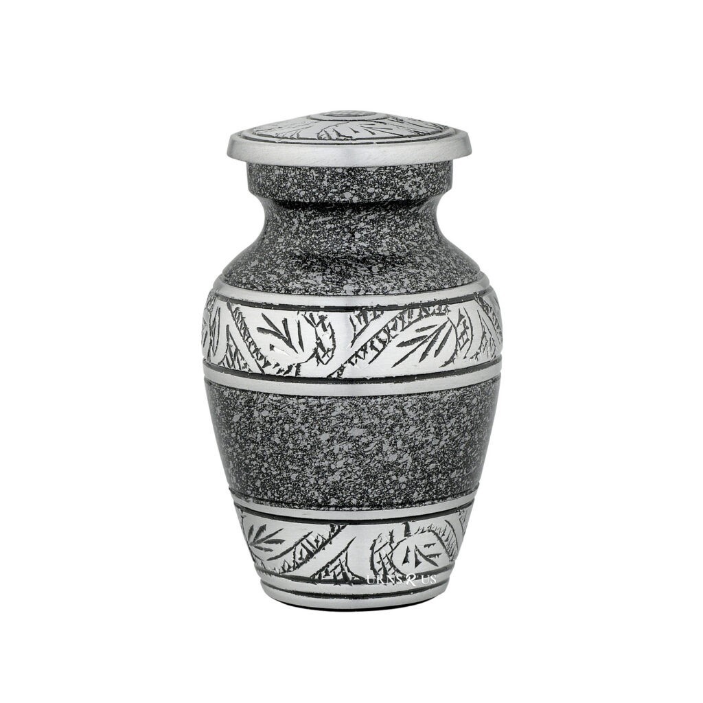 Eterna Laska Keepsake Cremation Urn for Ashes – Black & Silver Memorial