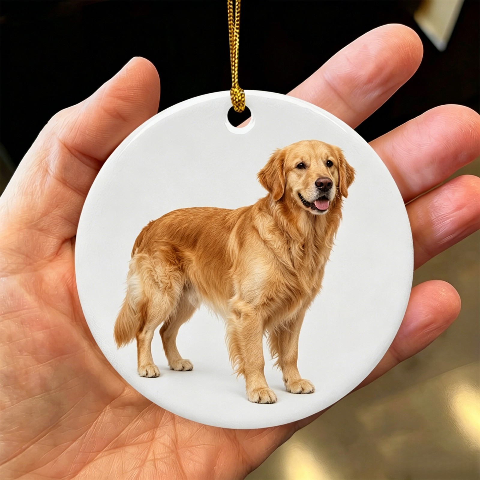 Round Double Sided Ceramic Pet Memorial Gift Personalized Pet Name & Picture
