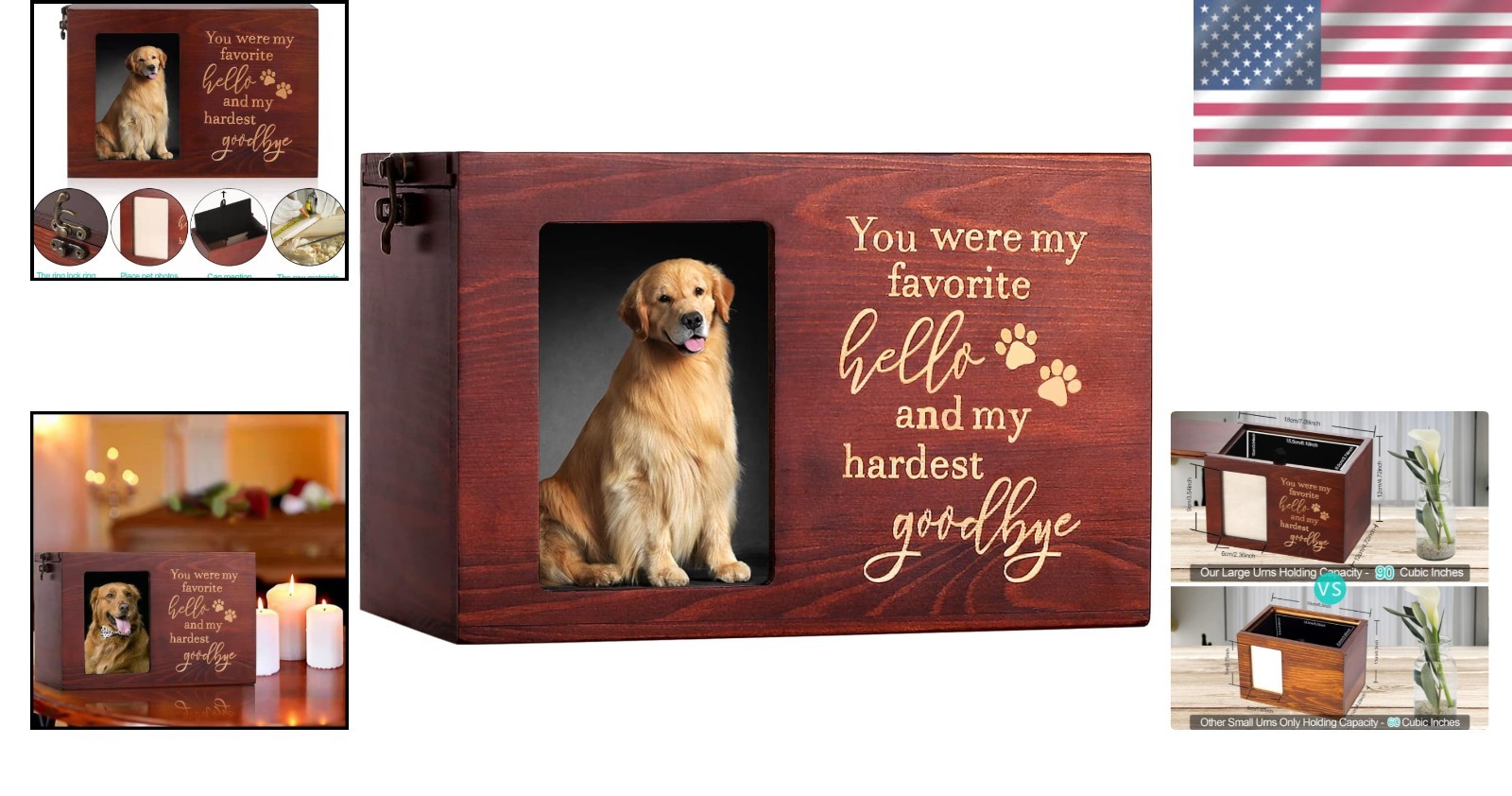 Beautiful Cremation Ashes Urn for Pets – Secure Closure, Flannel Lined Comfort