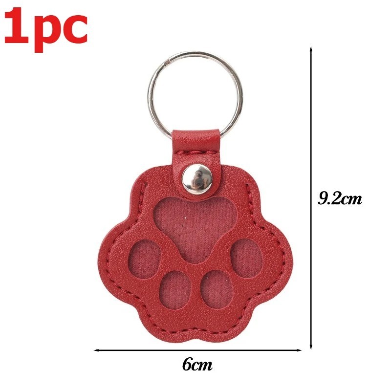 Pets Hair Memorial Keepsake Keychain PU Leather Dog Cat Storage Pouch Bag Charm