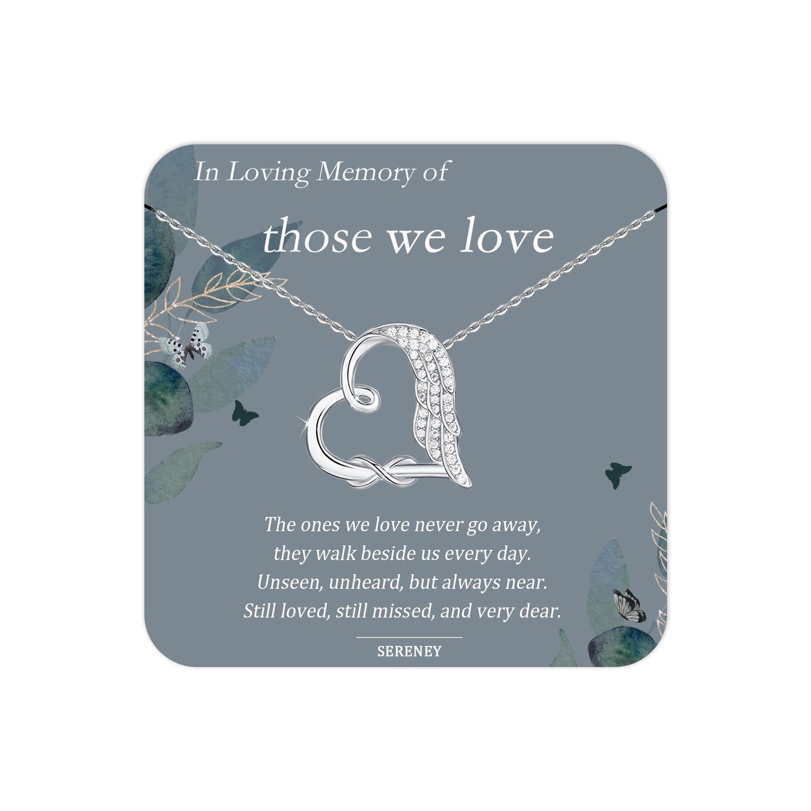 Sympathy Gifts for Loss of Loved One, Sterling Silver Angel Wing Infinity Hea…