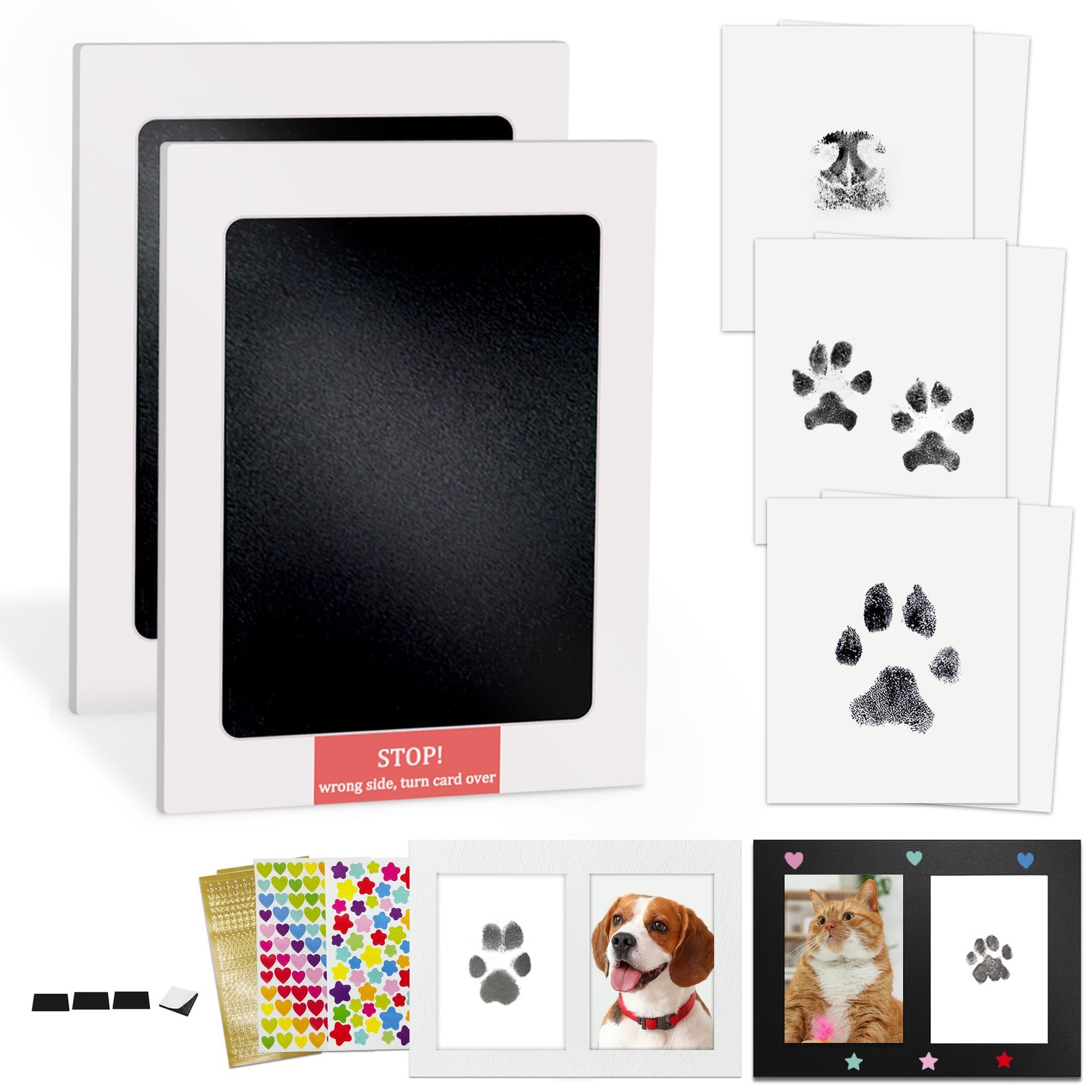 Inkless Paw Print Kit,Mess-Paw Print Stamp Pad for Dogs Cat,Pet Safe Clean To…