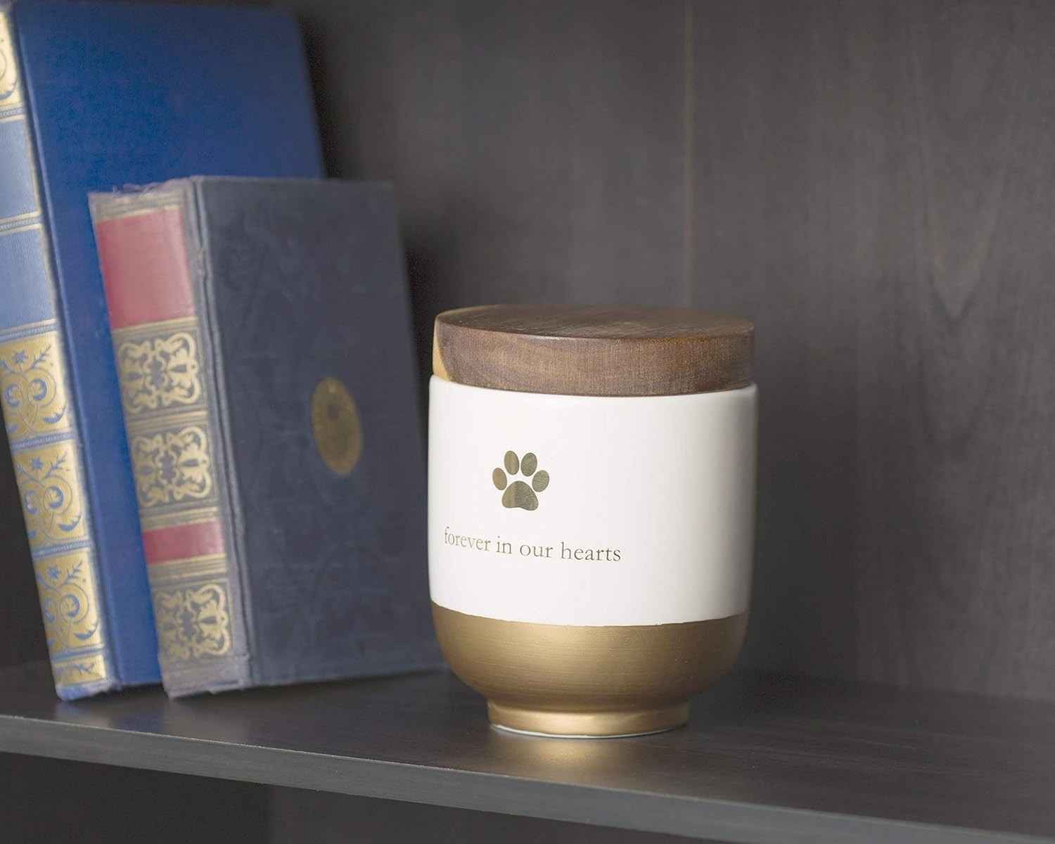 Pearhead Ceramic “Forever in Our Hearts” Pet Memorial Urn Elegant Keepsake Jar