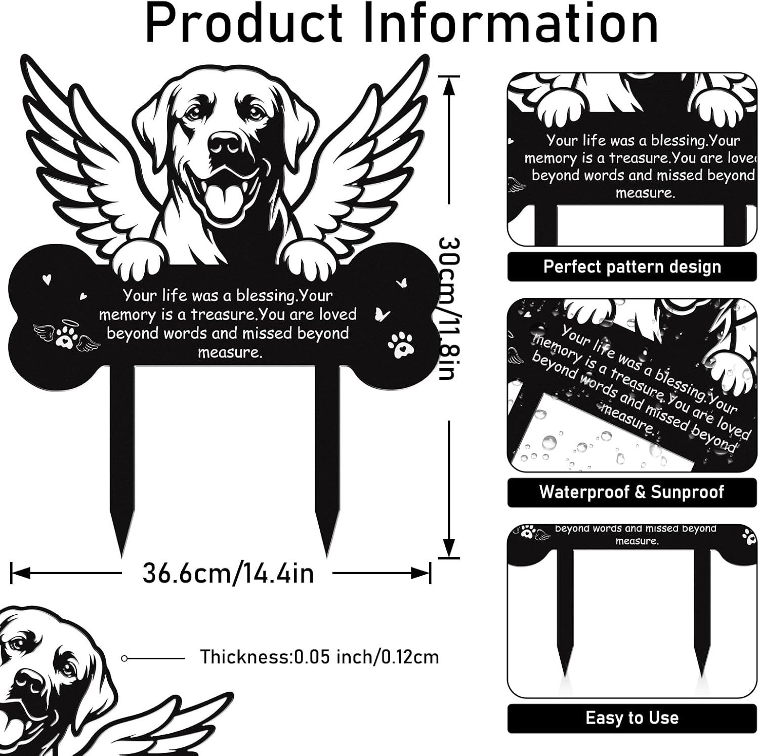 Dog Grave Markers Outdoor, Mental Pet Dog Memorial Gift Decorations Outdoor, Pet