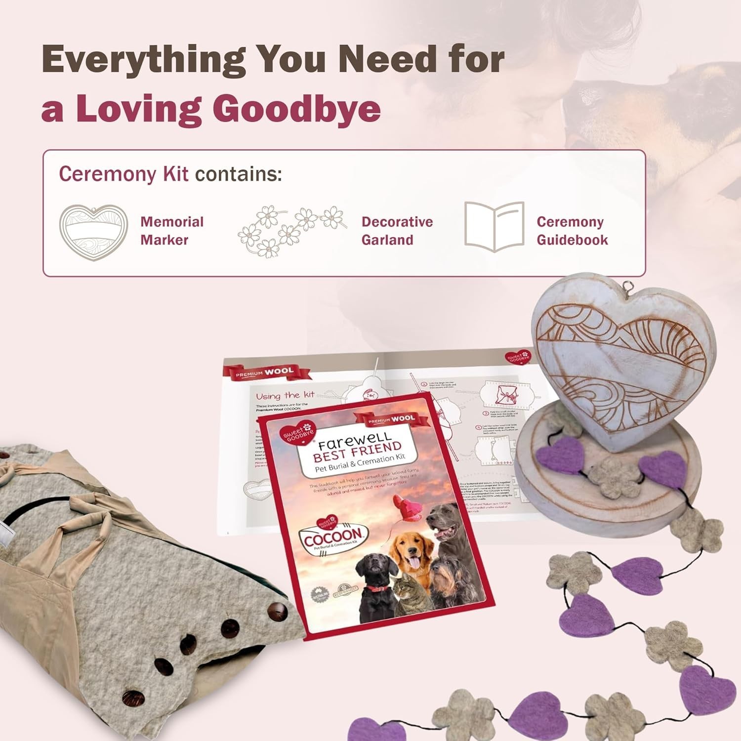 Sweet Goodbyes Eco-Friendly Cocoon Pet Burial Kit Size Medium Natural NEW