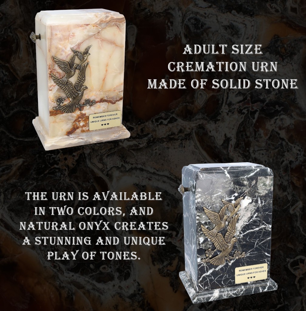 Stone Cremation Urns, Natural Onyx Funeral Urns, Urns With Doves, Beautiful Urns