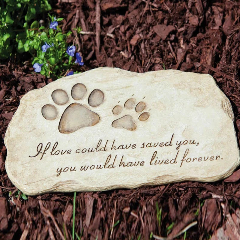 Pet Memorial Durable Stone Cat Dog Outdoor Indoor 12 in