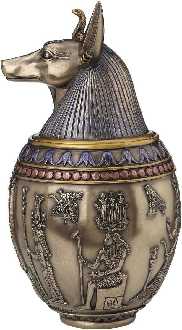 Rare Egyptian Anubis Dog Memorial Urn Canopic Jar Sculpture**WELL MADE