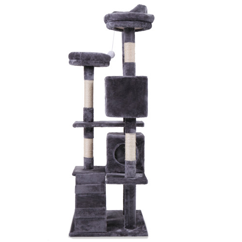 Cat Tree Cat Tower With Catching Ball, Plush Mat, Ladder And Indoor Cat Apartmen