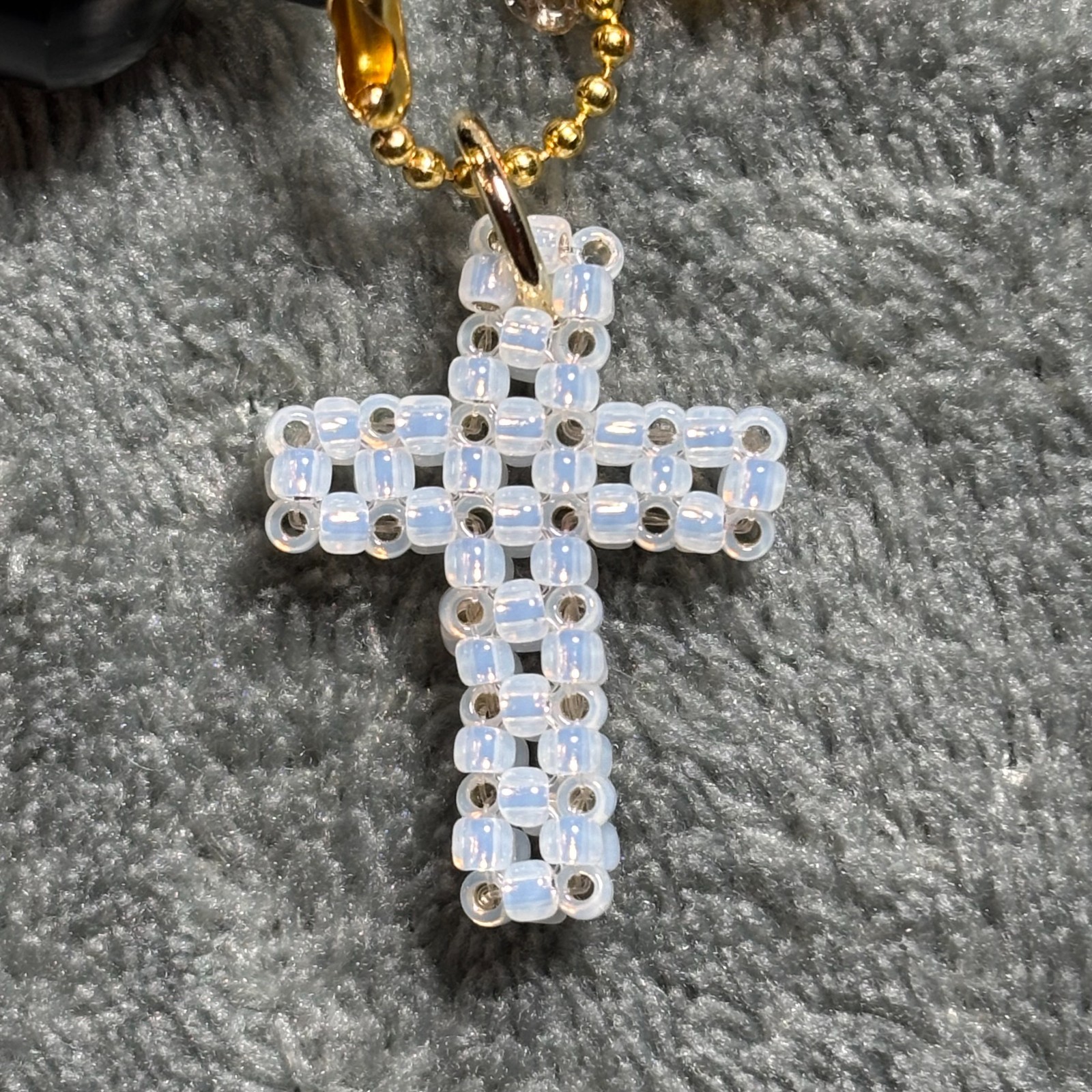 Cremation Ashes Keychain – Cremation Keepsake(white cross and orange ornaments)