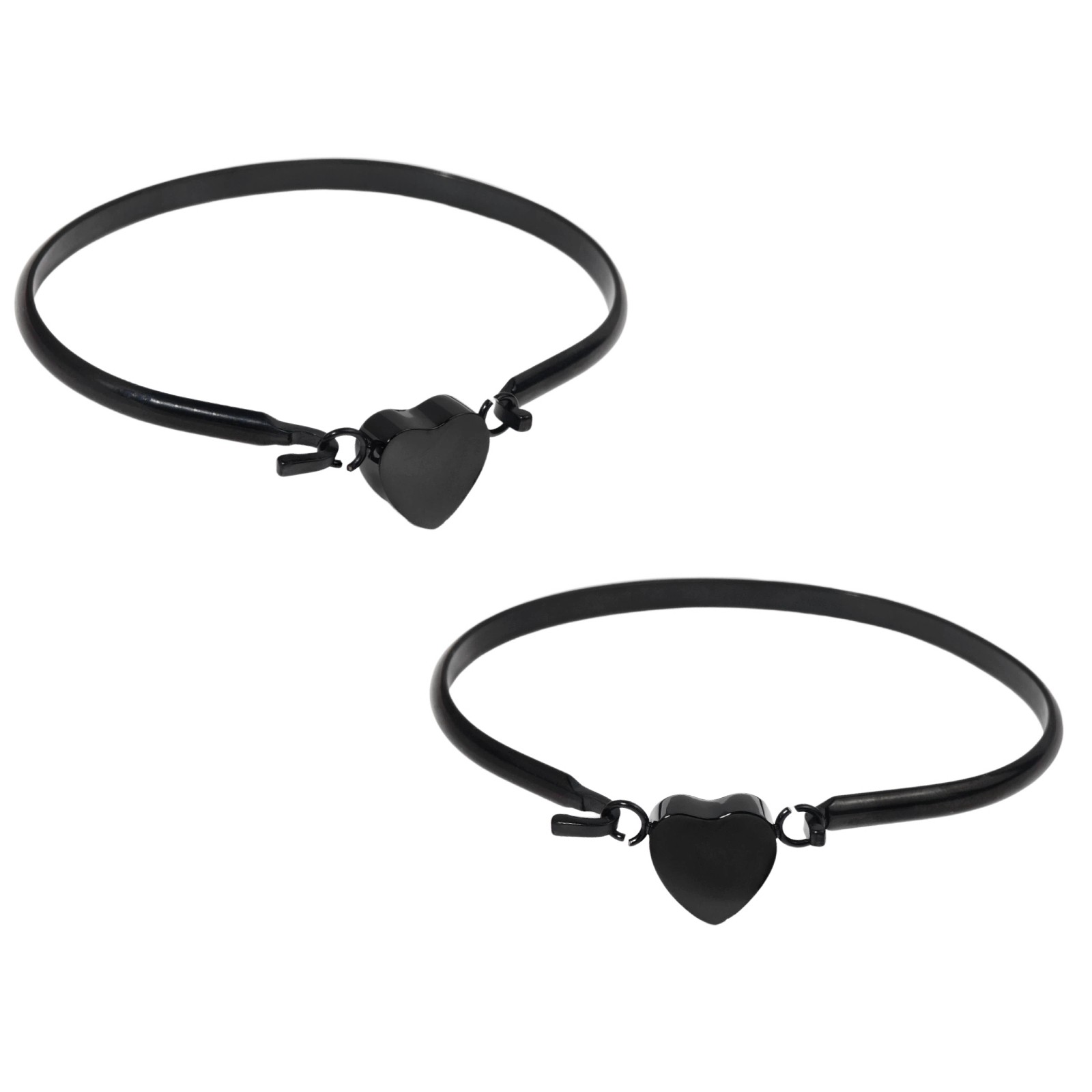 2 Pack Heart Black Urn Bracelet For Cats&Dogs Ashes Stainless Steel Waterproof