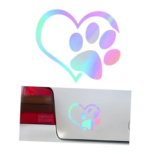 Pet Dog Paw Print Car Decal, 4.6″×3.7″ Love Heart Dog Paw Car Sticker, Colorful