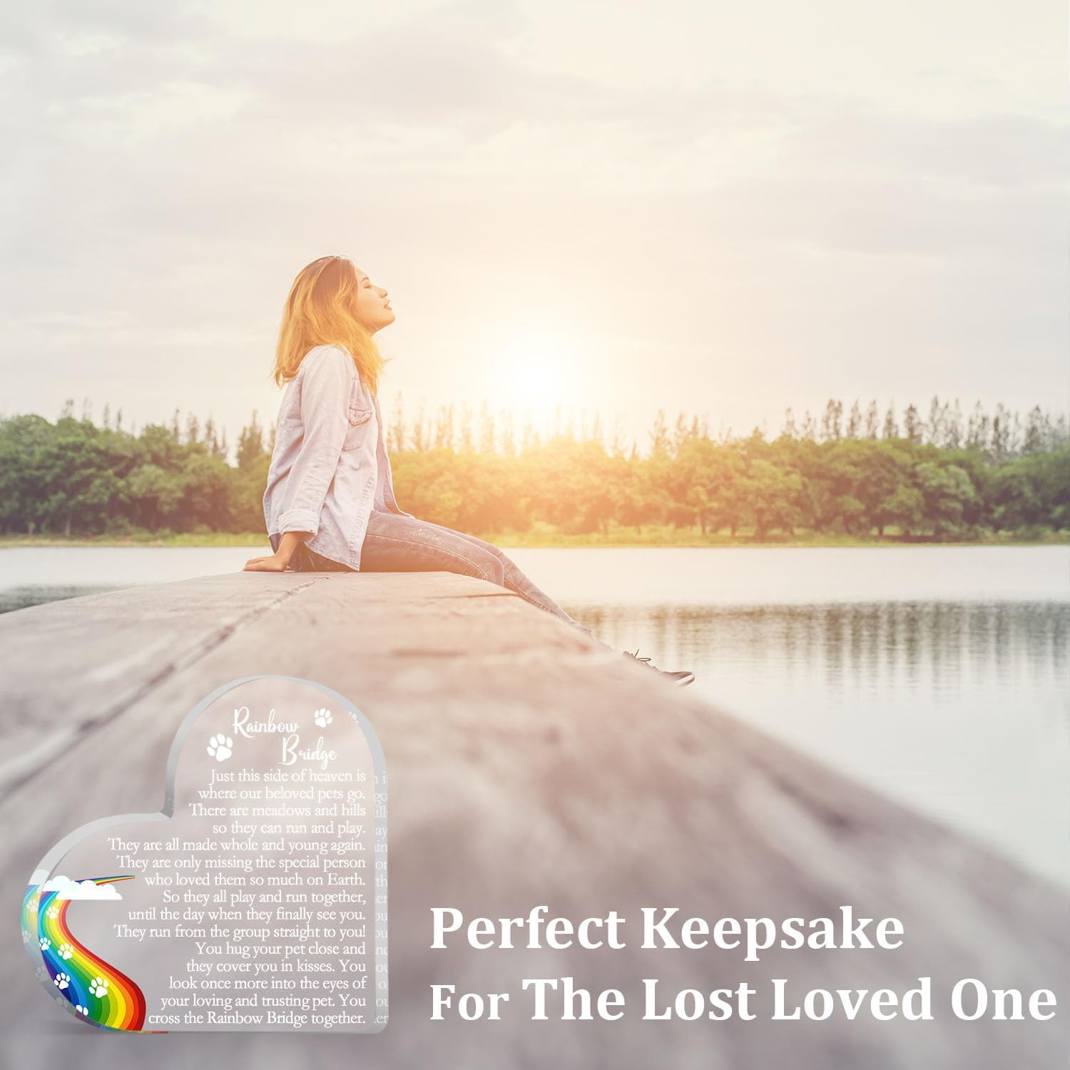 Rainbow Bridge Sign Decor, Pet Memorial Sympathy Gift for Loss of Dog Cat, Pet L