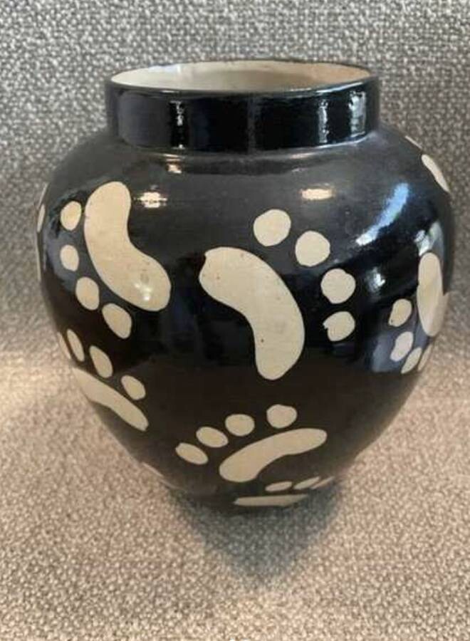 Dog URN ~ Pottery Ceramic ~ Without Lid ~ 7 1/2″ High ~ USA