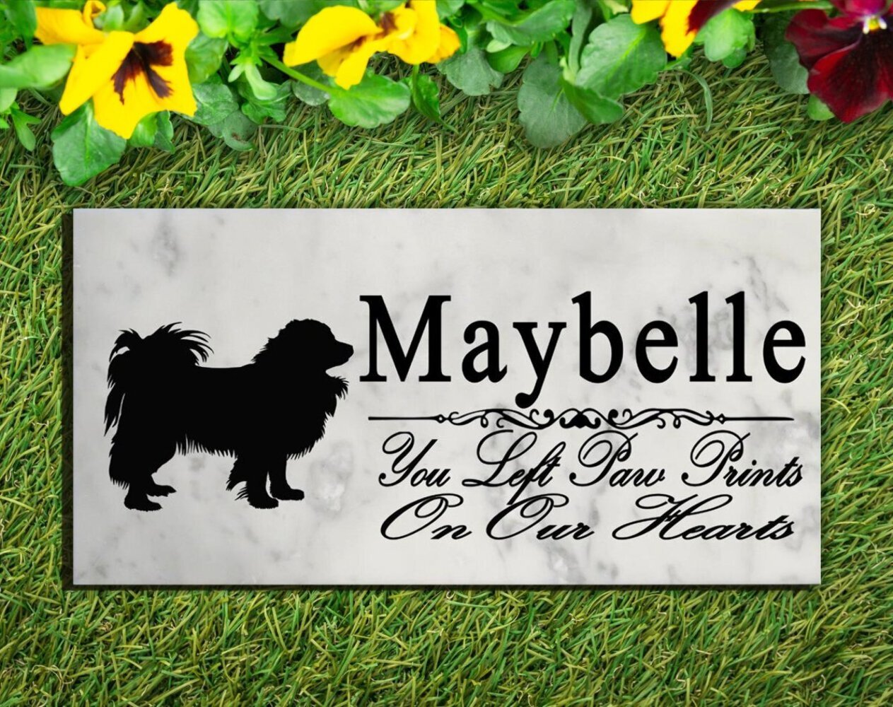 Papillon Memorial Stone Personalized Garden Plaque Grave Marker Outdoor or Indoo