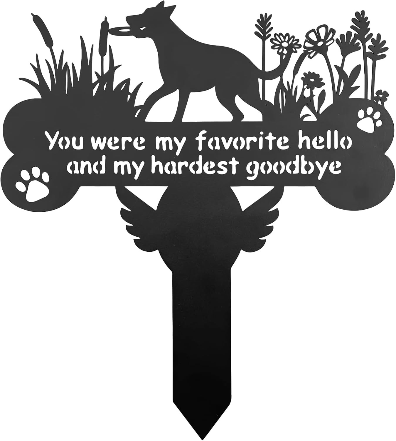 Dog Grave Markers, 12″X 14″ Metal Baked Enamel Memorial Dog Stake for Pet Hea…
