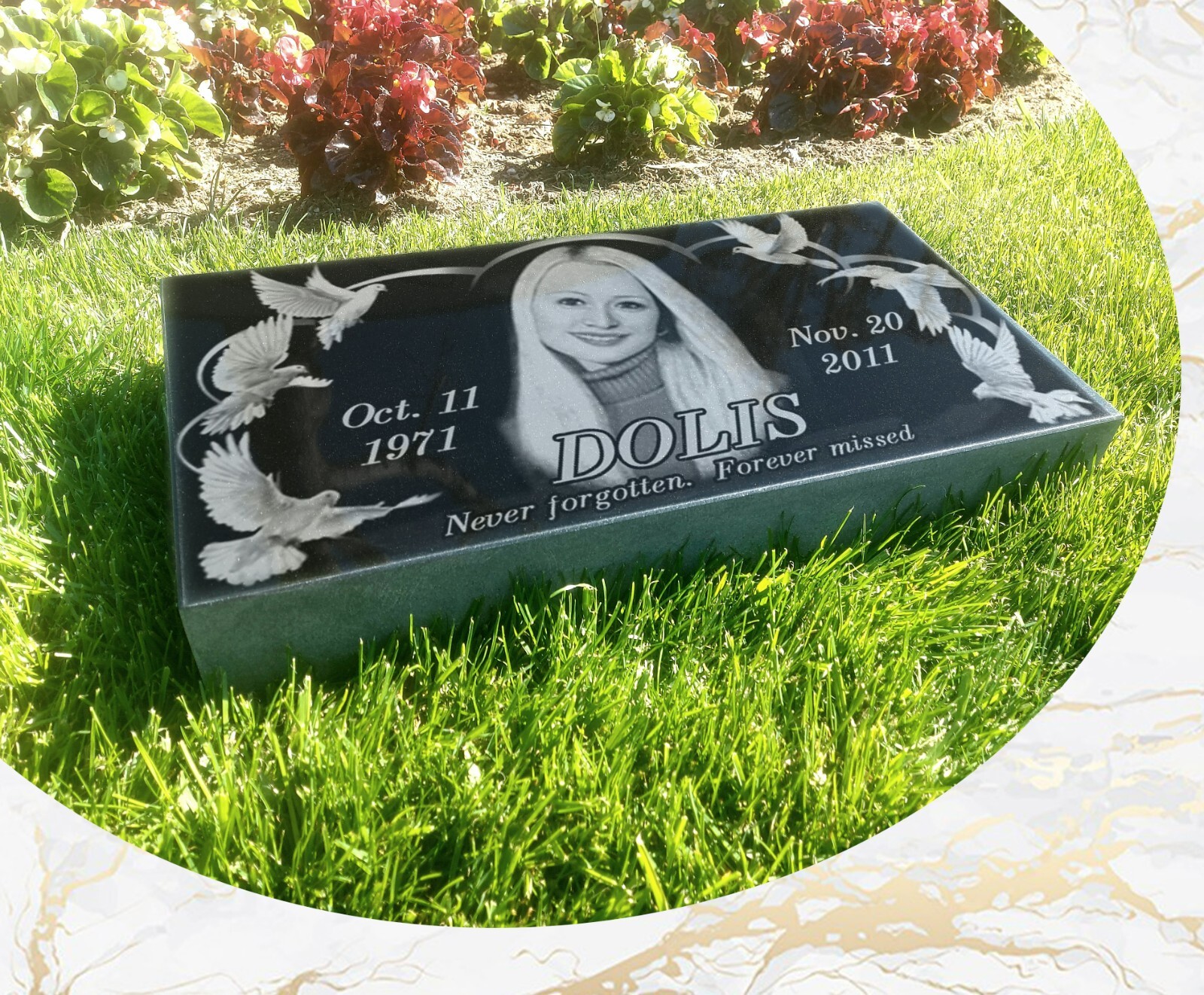 16″х8″х3″ inch Large Pet Headstone  Diamond Engraved on the Grave Marker Granite