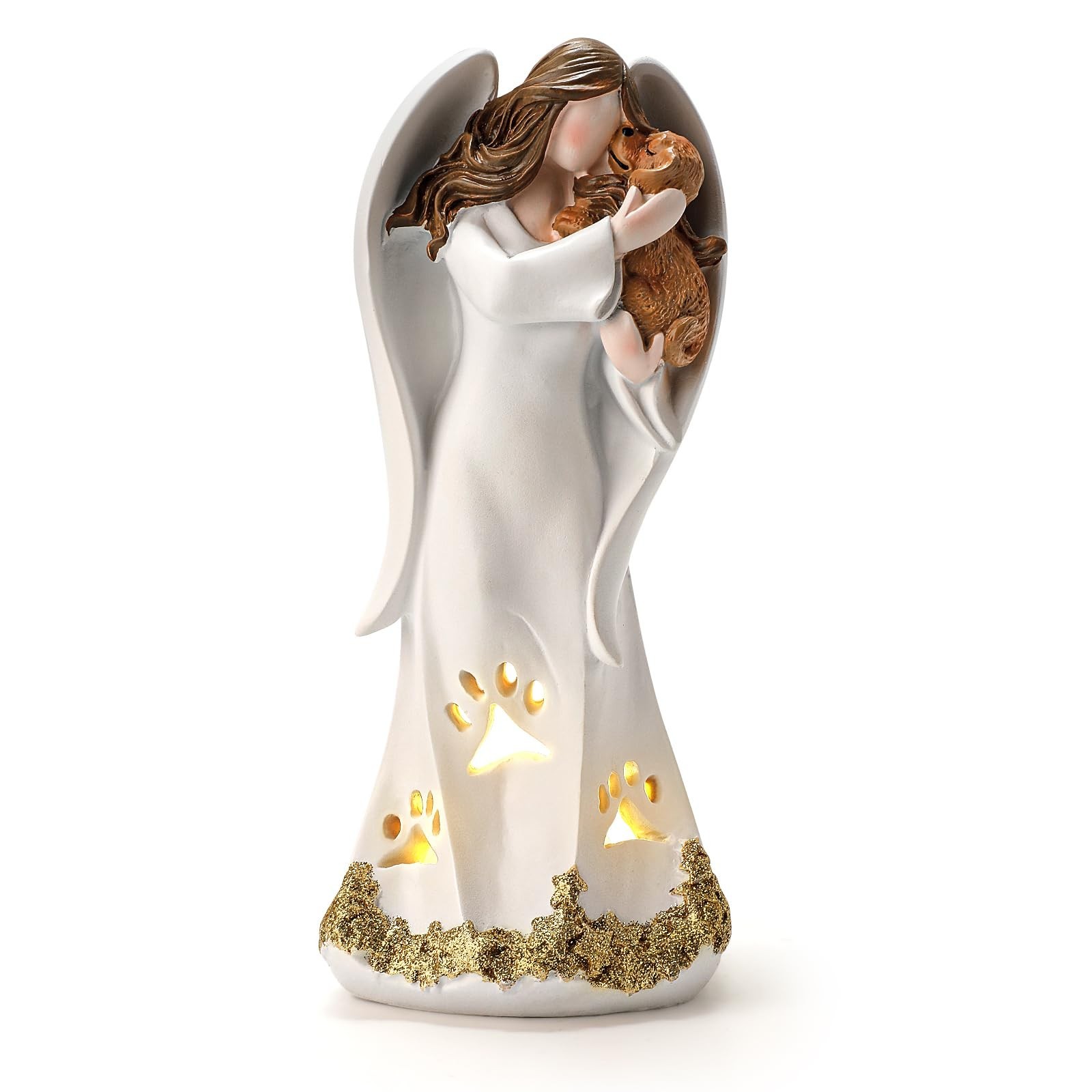 INLOMEM Dog Memorial Gifts for Loss of Pet, Hand-Sculpted Sympathy Gifts (Whi…