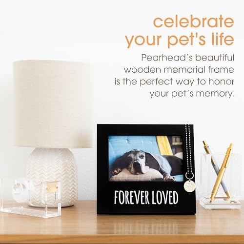 Pearhead Pet Memorial Picture Frame Forever Loved Dog Remembrance Keepsake Black