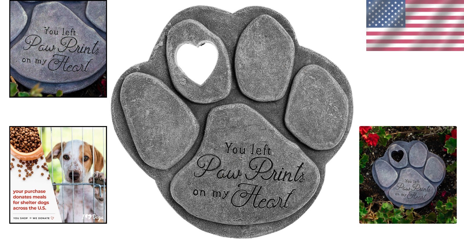 Heartfelt Pet Memorial Stone – Waterproof ‘You Left Paw Prints On My Heart’ 8″