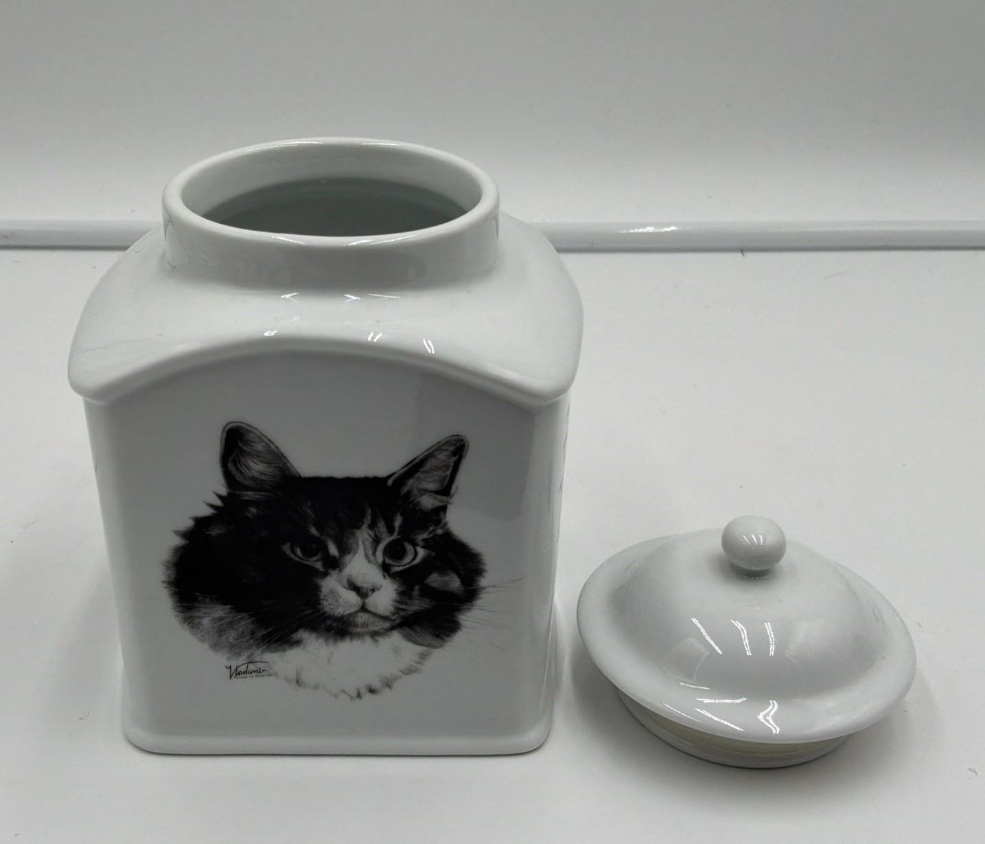 Rosalinde Rainbow Bridge Cat Urn Porcelain Pet Memorial Keepsake Jar USA