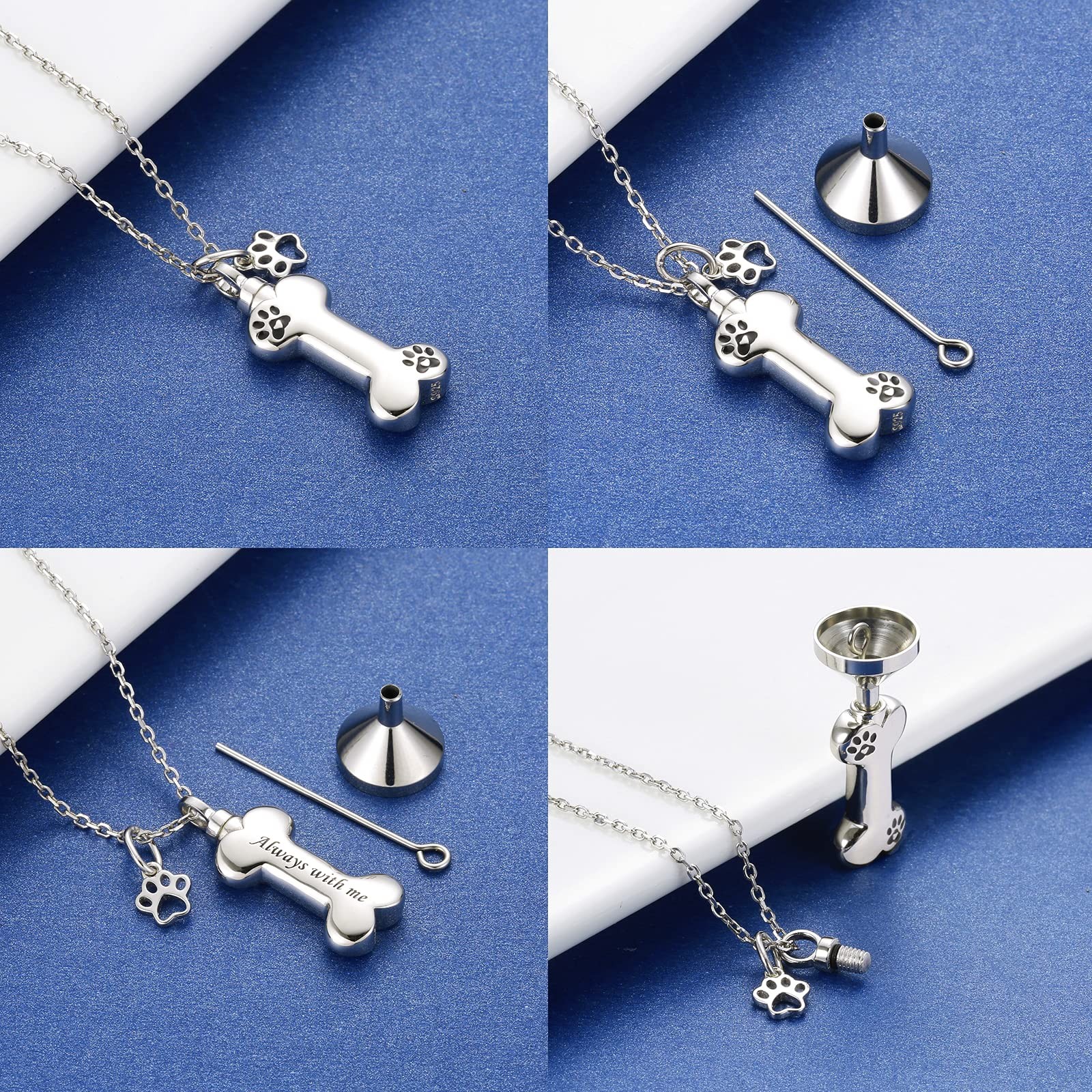 Dog Urn Necklace for Pet Ashes – Sterling Silver Pet fur Cremation Memorial K…