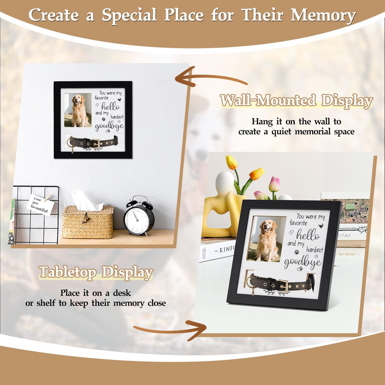 Dog Collar Memorial Frame, Pet Memorial Frame with Collar Holder, Loss of Dog…