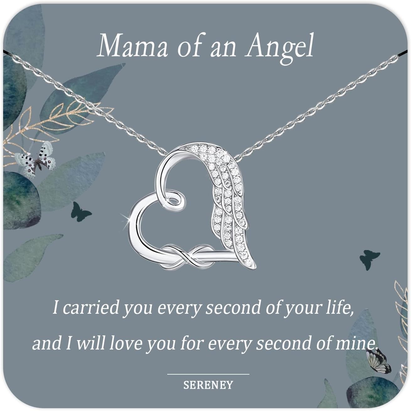 Sympathy Gifts for Loss of Loved One, Sterling Silver Angel Wing Infinity Hea…