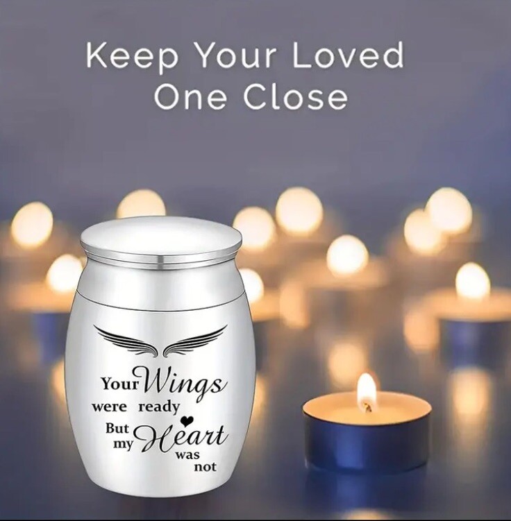 Black Steel Mini Memorial Cremation Keepsake Urns For Pet Dogs Cats Ashes Small