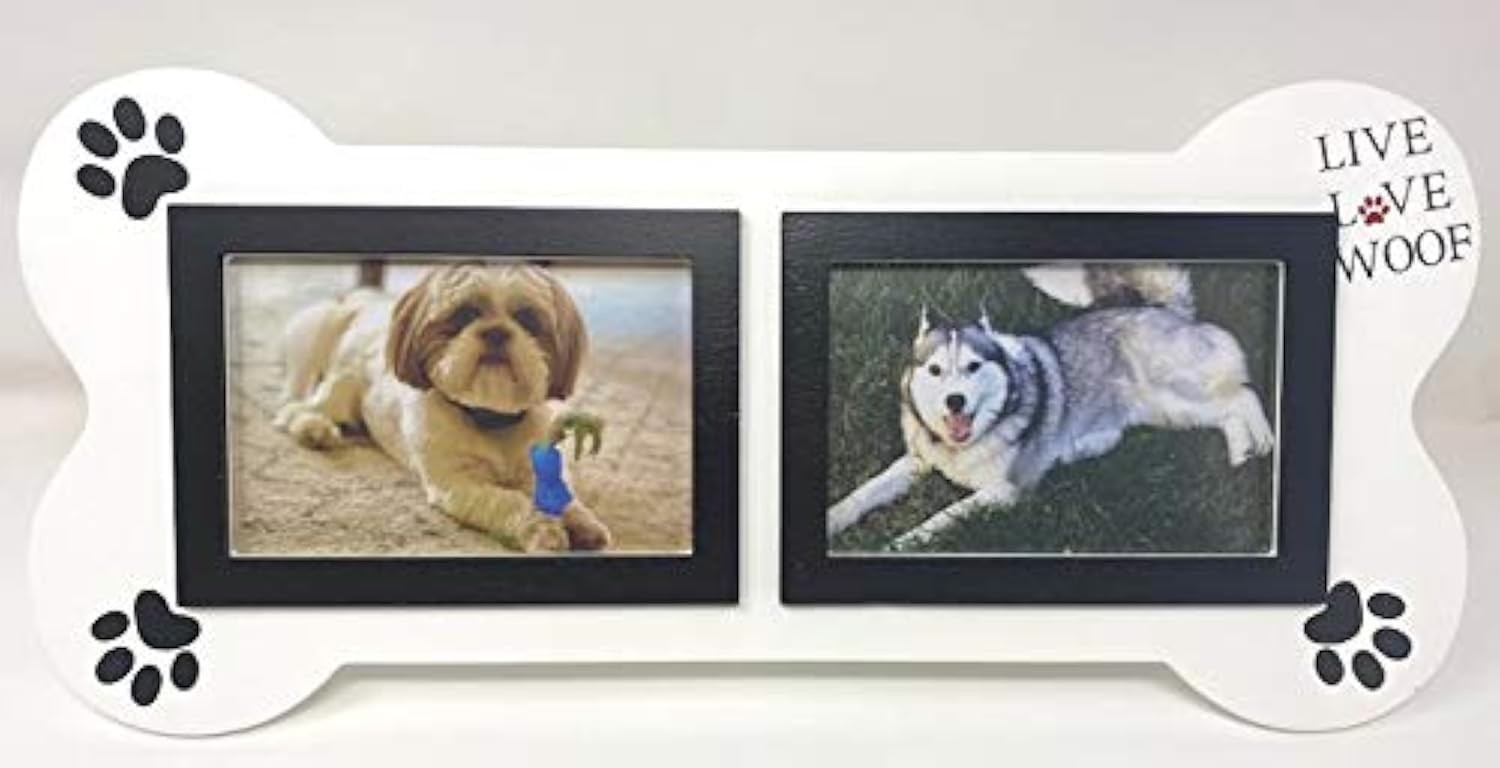 3Mazings Dog Collage Picture Frame 4X6 Pet Photo Frames White Dogs Photos Bone