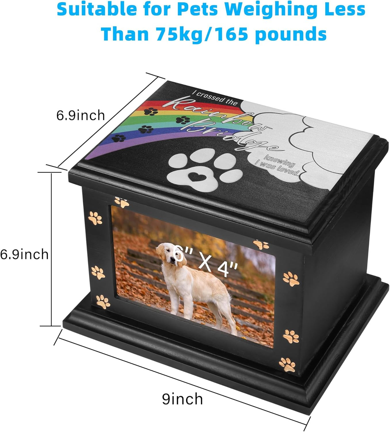 Pet Memorial Urns for Dogs or Cats Ashes, Large Wooden Funeral Pets Memorial Urn