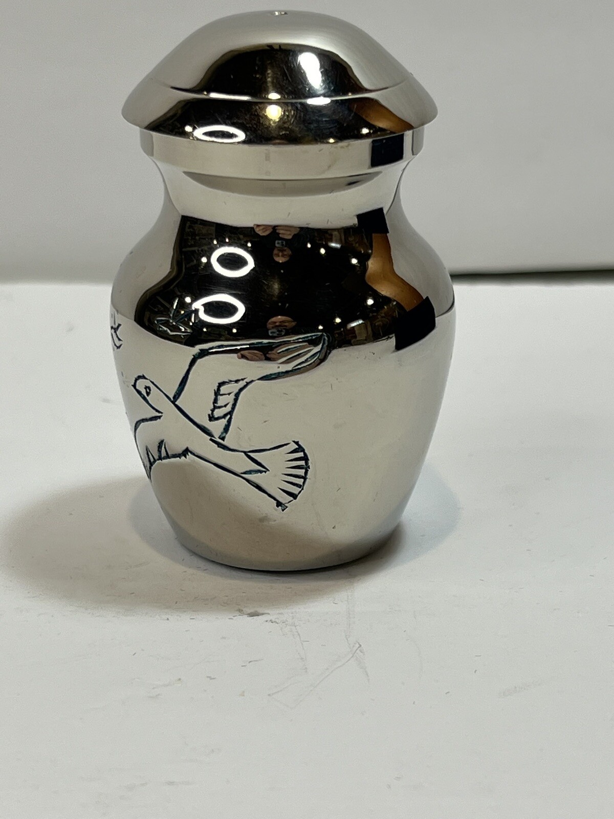 Miniature Metal Silver Plated Urn for Pet Ashes Clean 3 Inches Tall
