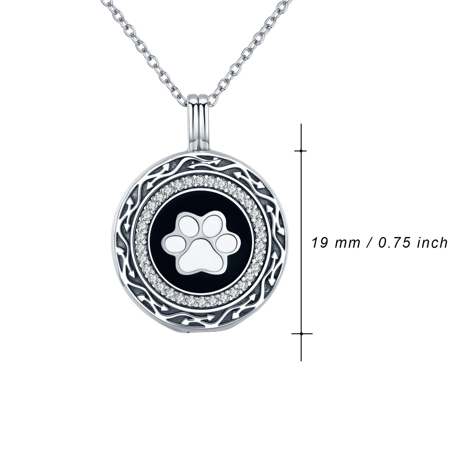 S925 Sterling Silver Paw Urn Pendant Necklace for Pet Cat Dog Ashes Cremation…