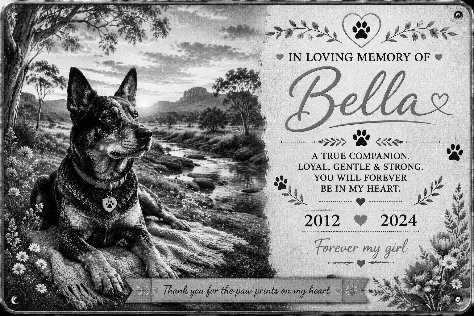Personalised Pet Memorial Plaque Custom Photo Engraved Aluminium Dog Cat Horse